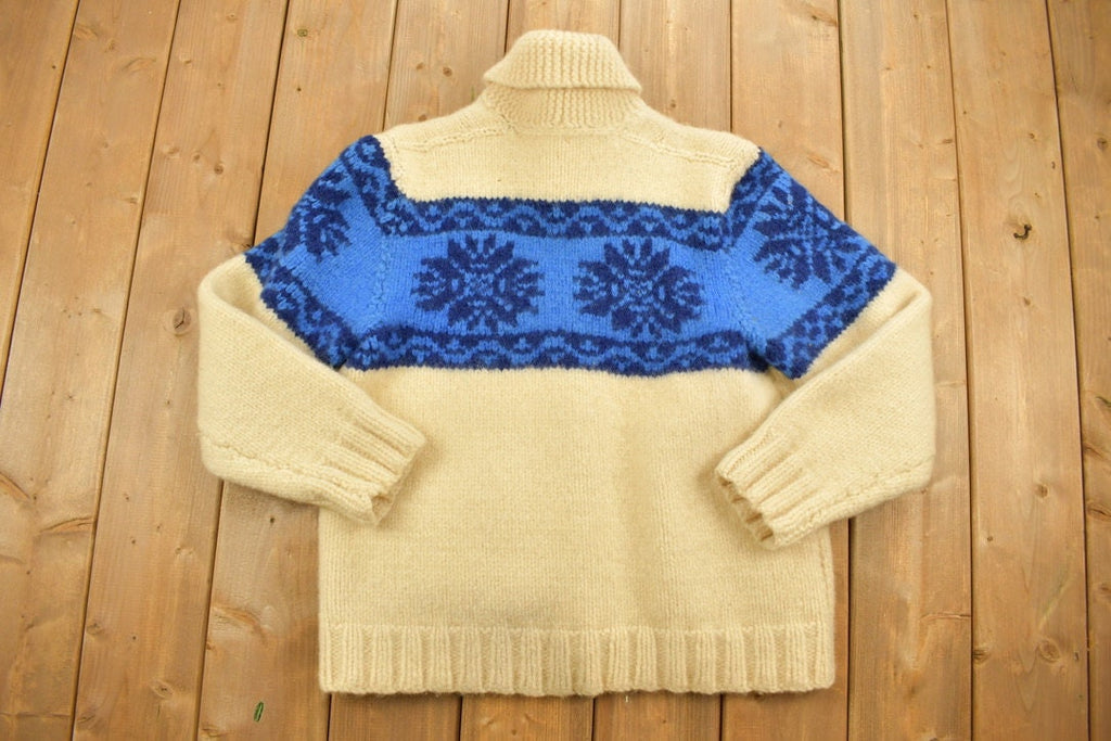 Vintage 1980s Cable Knit Zip Up Sweater