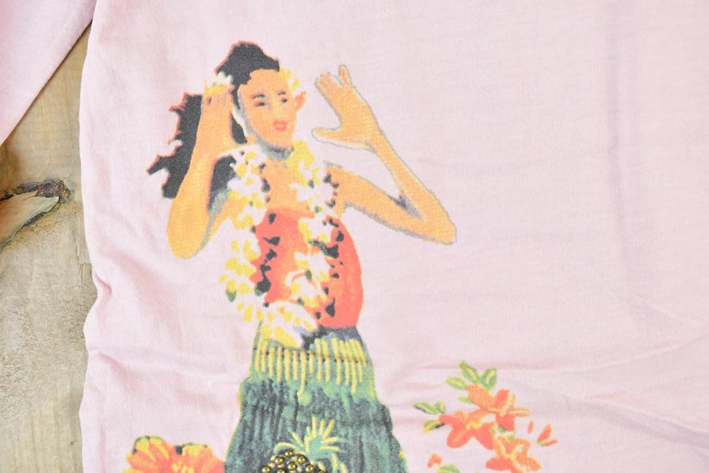 Women Vintage Vigoss Y2K Aloha Blue Blue T-Shirt / Vigoss Grunge Skull Print / Contrast Stitch / Internet Famous Clothing / Over Dyed