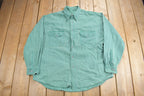 Vintage 1990s Blank Turquoise Button Up Shirt