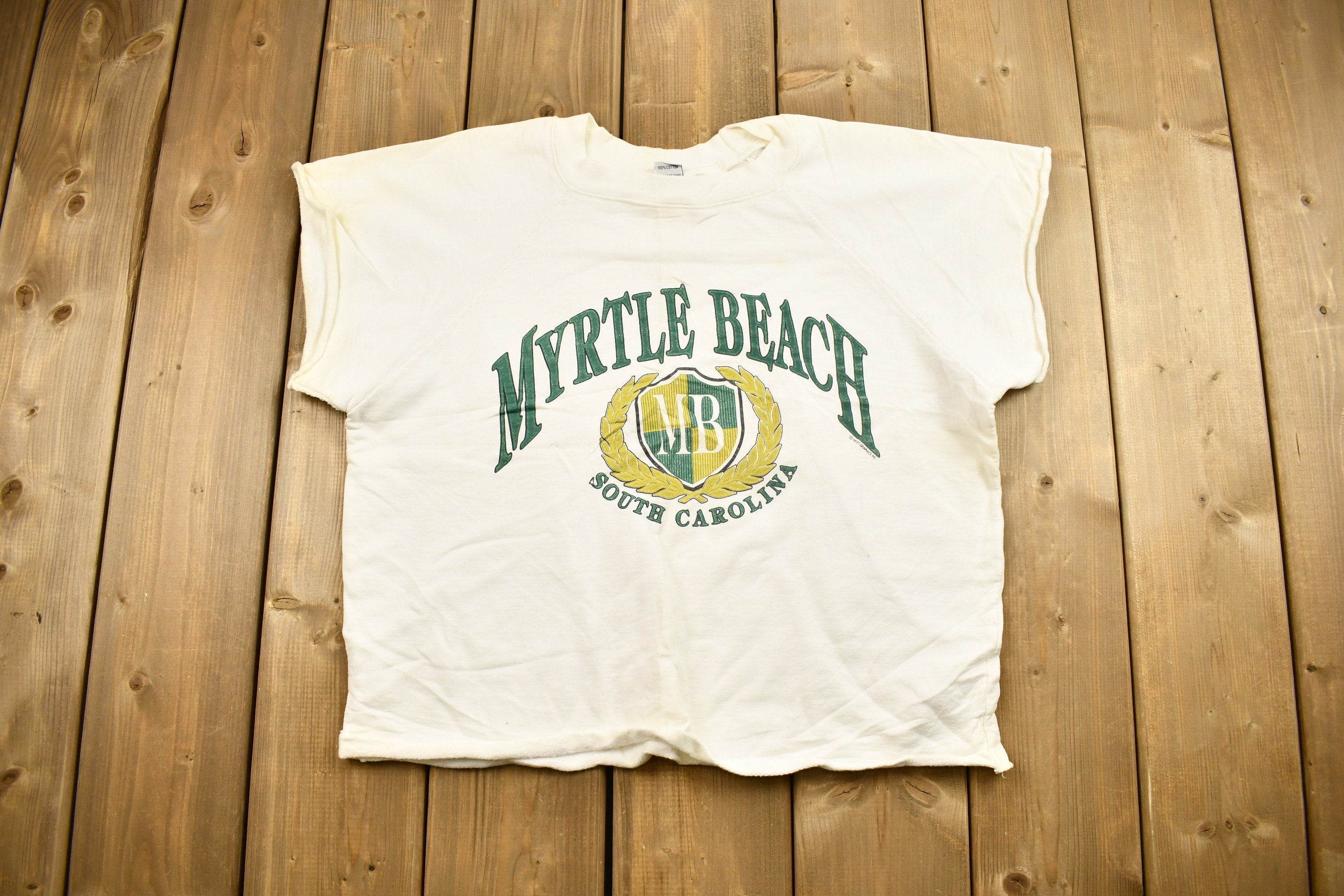 Vintage 1970s Myrtle Beach South Carolina Cropped Crewneck Sweatshirt