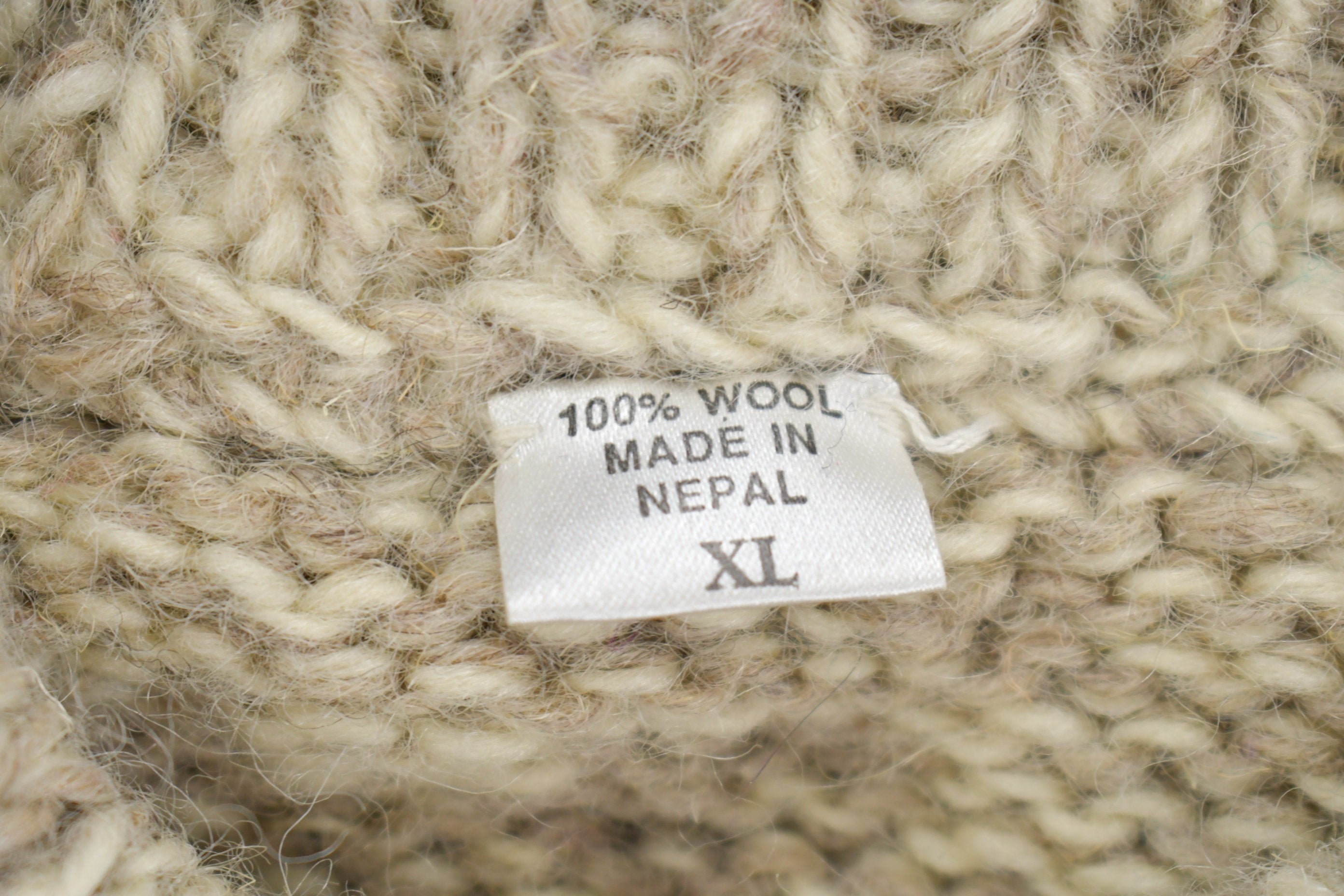 Vintage 1980s Hand Made 100% Wool Knit Heavy Knit Sweater