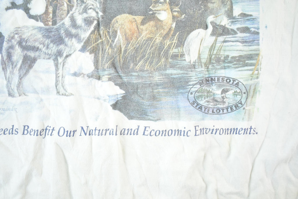 Vintage 1990s Minnesota State Lottery Nature T-Shirt Mens XL