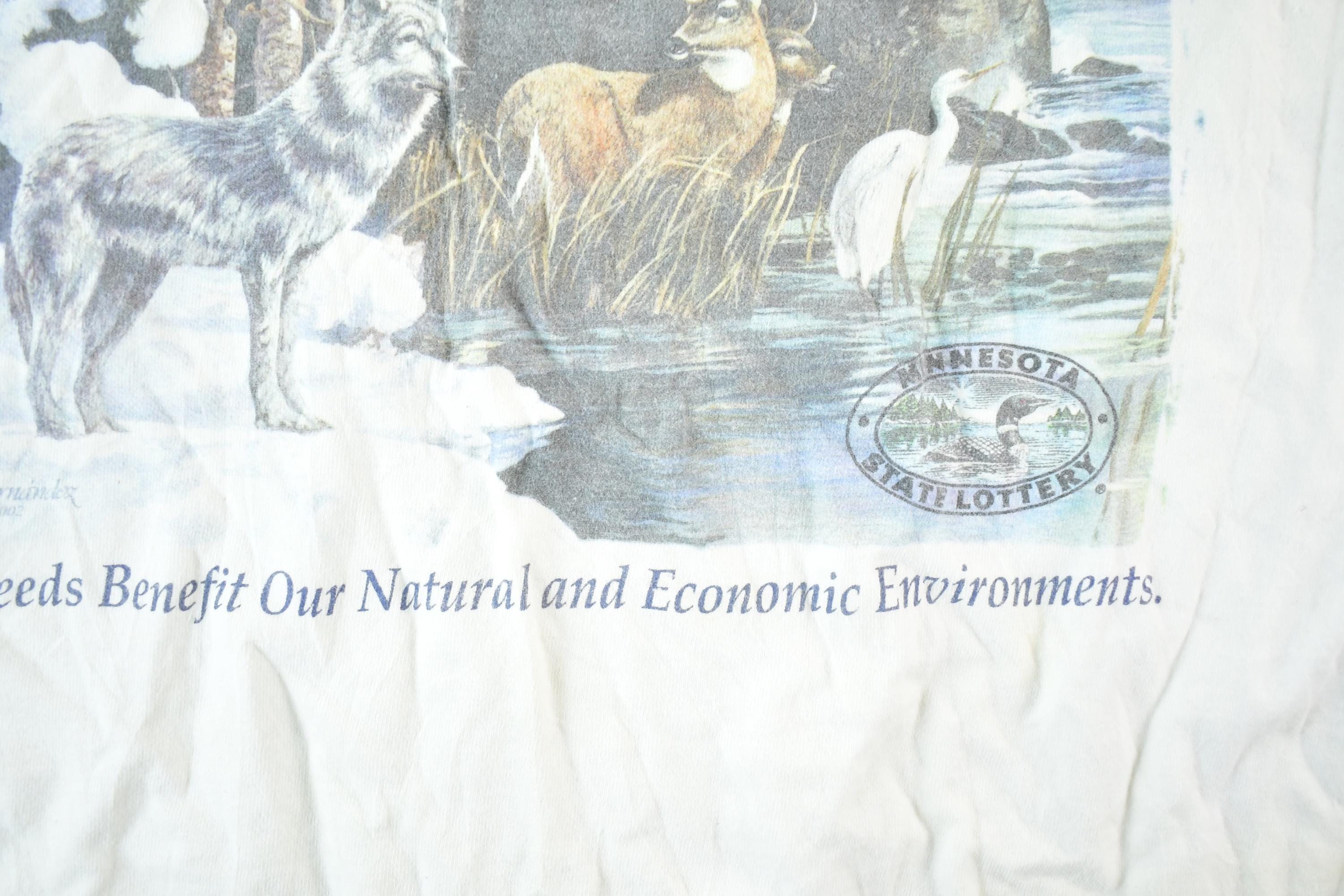 Vintage 1990s Minnesota State Lottery Nature T-Shirt Mens XL