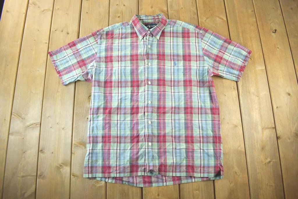 Vintage 1990s Ralph Lauren Checkered Short Sleeve Button Up Shirt
