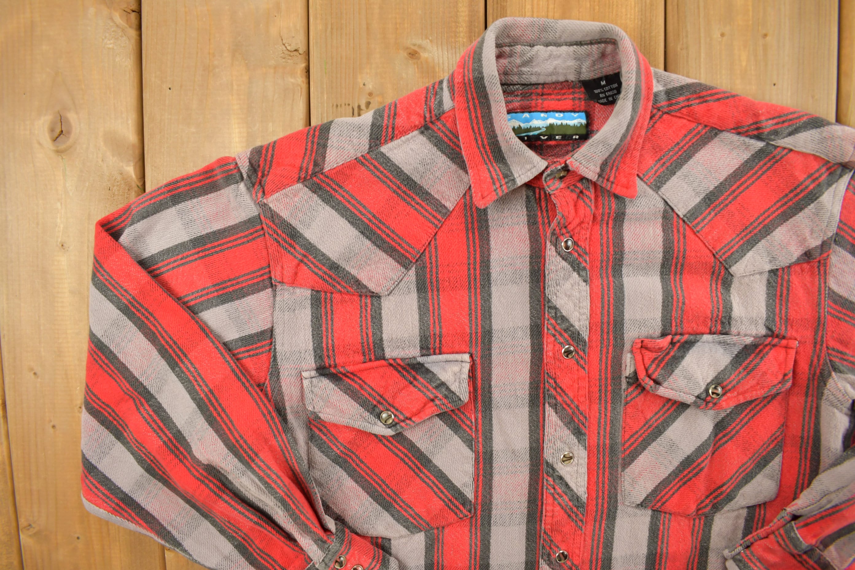 Vintage 1990s Sandy River Plaid Flannel Button Up Shirt