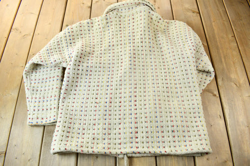 Vintage 1990s Multi Color Knit Cardigan Sweater / Wool Sweater / Vintage Cardigan / Button Up / Abstract Pattern