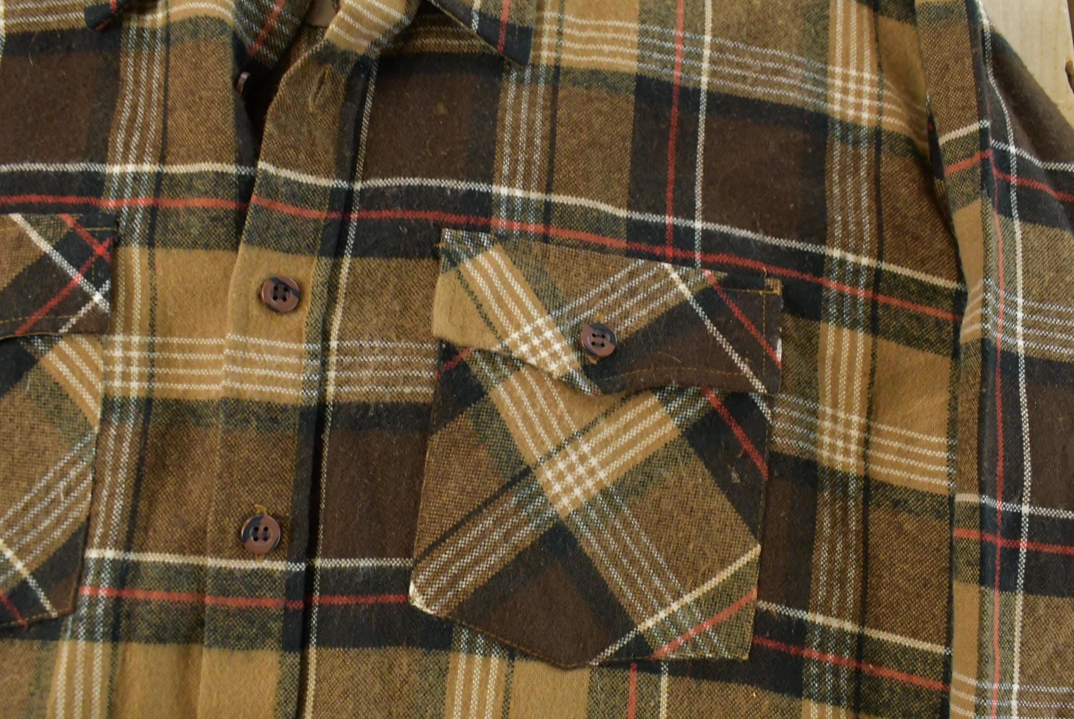 Vintage 1980s Lumberjack Plaid Flannel Button Up Shirt Men's XL /
