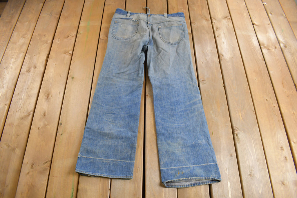 Vintage 1970s Distressed Flare Jeans Size 36 x 28