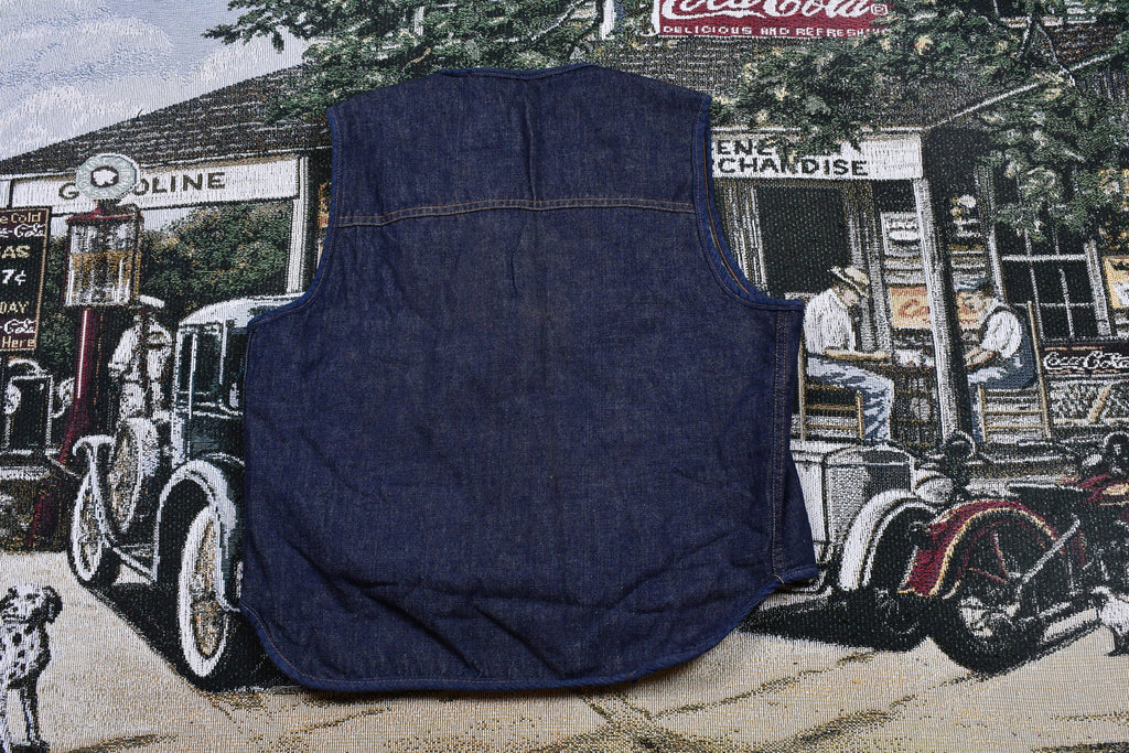 Vintage 1980s Roebucks By Sears Fleece Lined Denim Button Up Vest