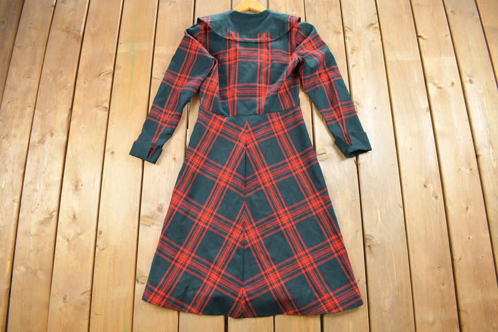 Vintage 1970s Wool Plaid Shirt Dress