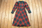 Vintage 1970s Wool Plaid Shirt Dress