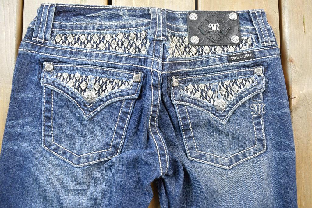 Vintage Y2K Miss Me Bedazzled Low Rise Jeans Size 26x33