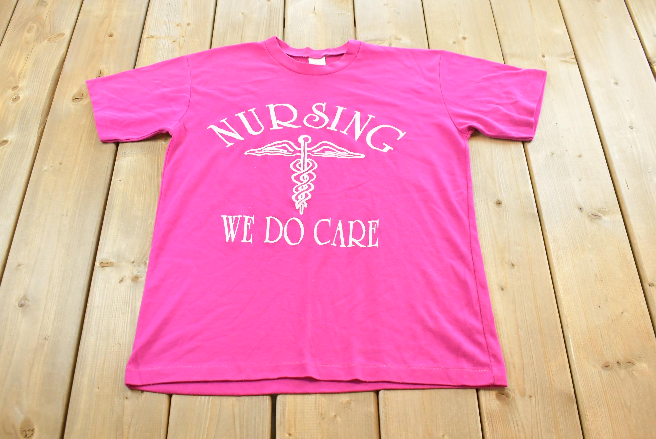 Vintage 1990s Nursing Healthcare Graphic T-Shirt Mens L / Streetwear / Rare Vintage / 90s Graphic Tee / Made in Canada / Medicine