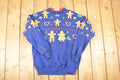 Vintage 1994 Gingerbread Man AOP Double Collar Christmas Graphic Print Crewneck Sweatshirt Women's S