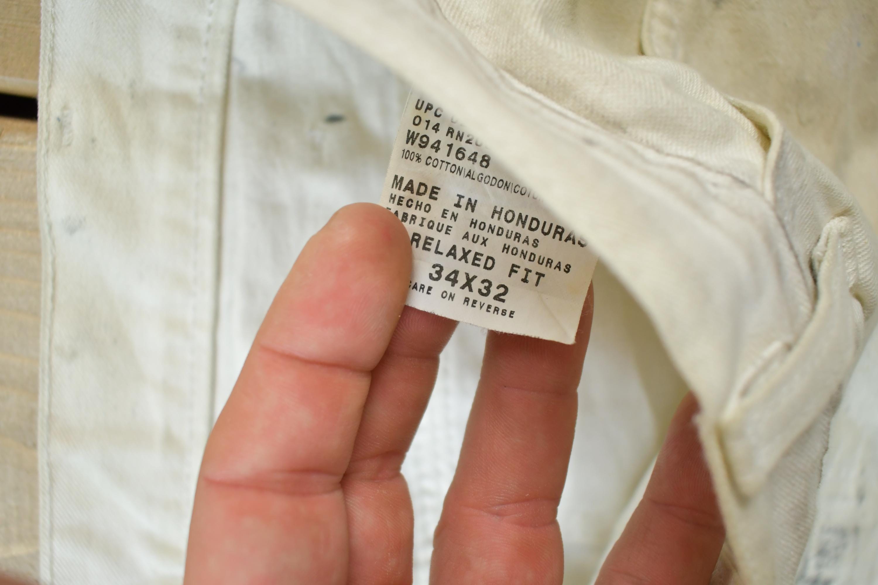 Vintage 1990's Dickies White Painters Jeans Size 34x32