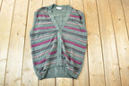 Vintage 1990s MSP Knit Perfect Mild Distress Cardigan Sweater Vest Made In USA
