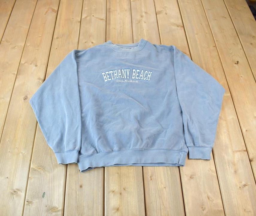 Vintage 1990s U.S Vintage Bethany Beach Delaware Embroidered Souvenir Travel Crewneck Sweatshirt