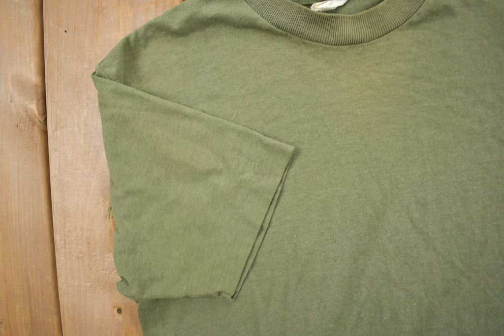 Vintage 1980s Blank Olive Green T Shirt