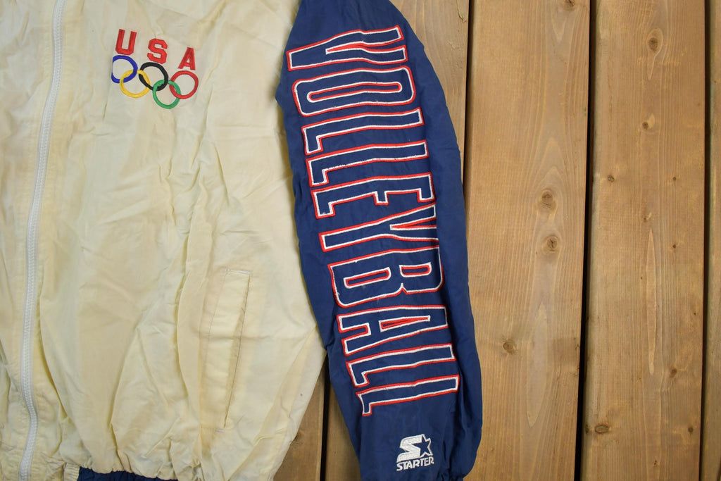 Vintage 1990s Starter USA Olympic Volleyball American Flag Windbreaker Jacket