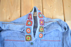 Vintage 1990s KORET City Blues Petites Embroidered Jean Garden Long Sleeve Shirt