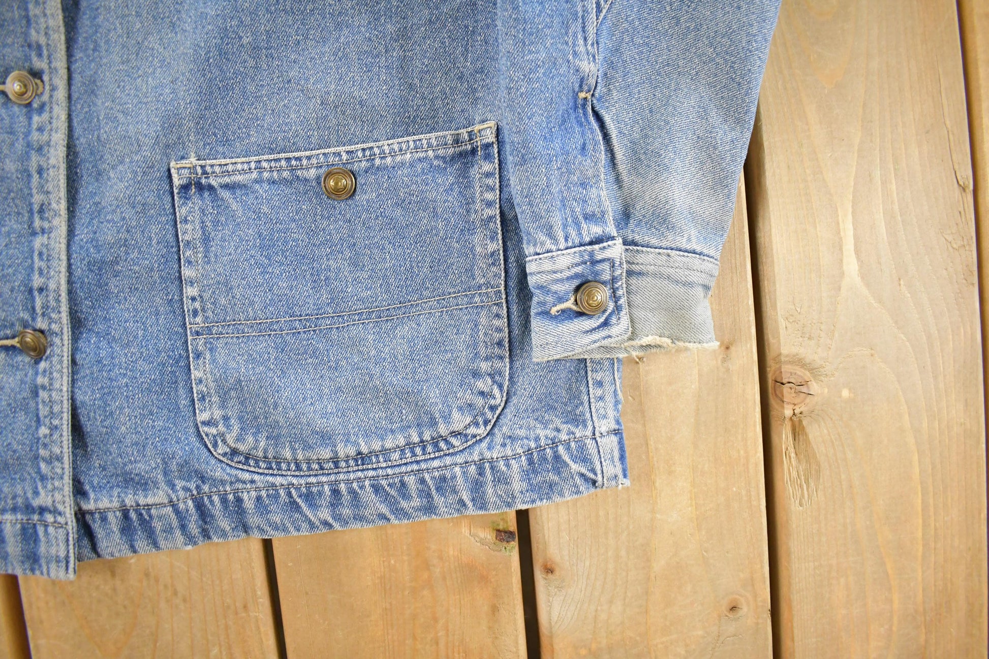 Vintage 1990s Great Land Flannel Lined Denim Chore Coat Women's Small