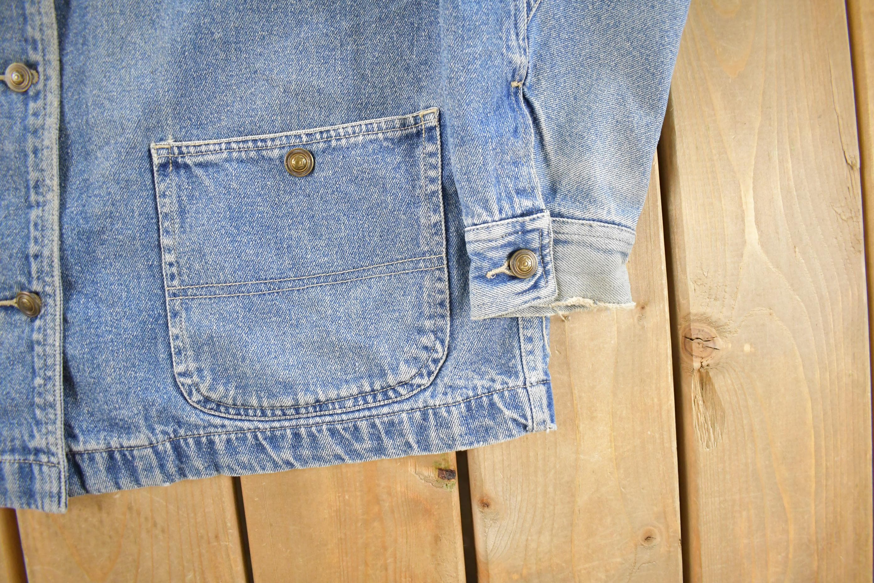 Vintage 1990s Great Land Flannel Lined Denim Chore Coat Women's Small