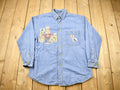 Vintage 1990s Scarecrow Farm Theme Button Up Shirt