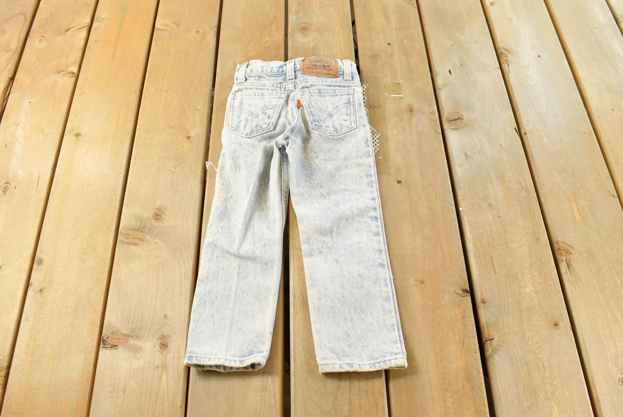 Vintage 1990s Little Levi's Orange Tab Acid Wash Blue Jeans Size 18 x 16 / Vintage Denim / Kids Jeans / Vintage Levi's / Made in USA