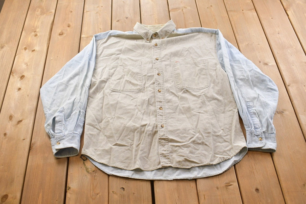 Vintage 1990s Double Impact Blank Colour Block Button Up Shirt