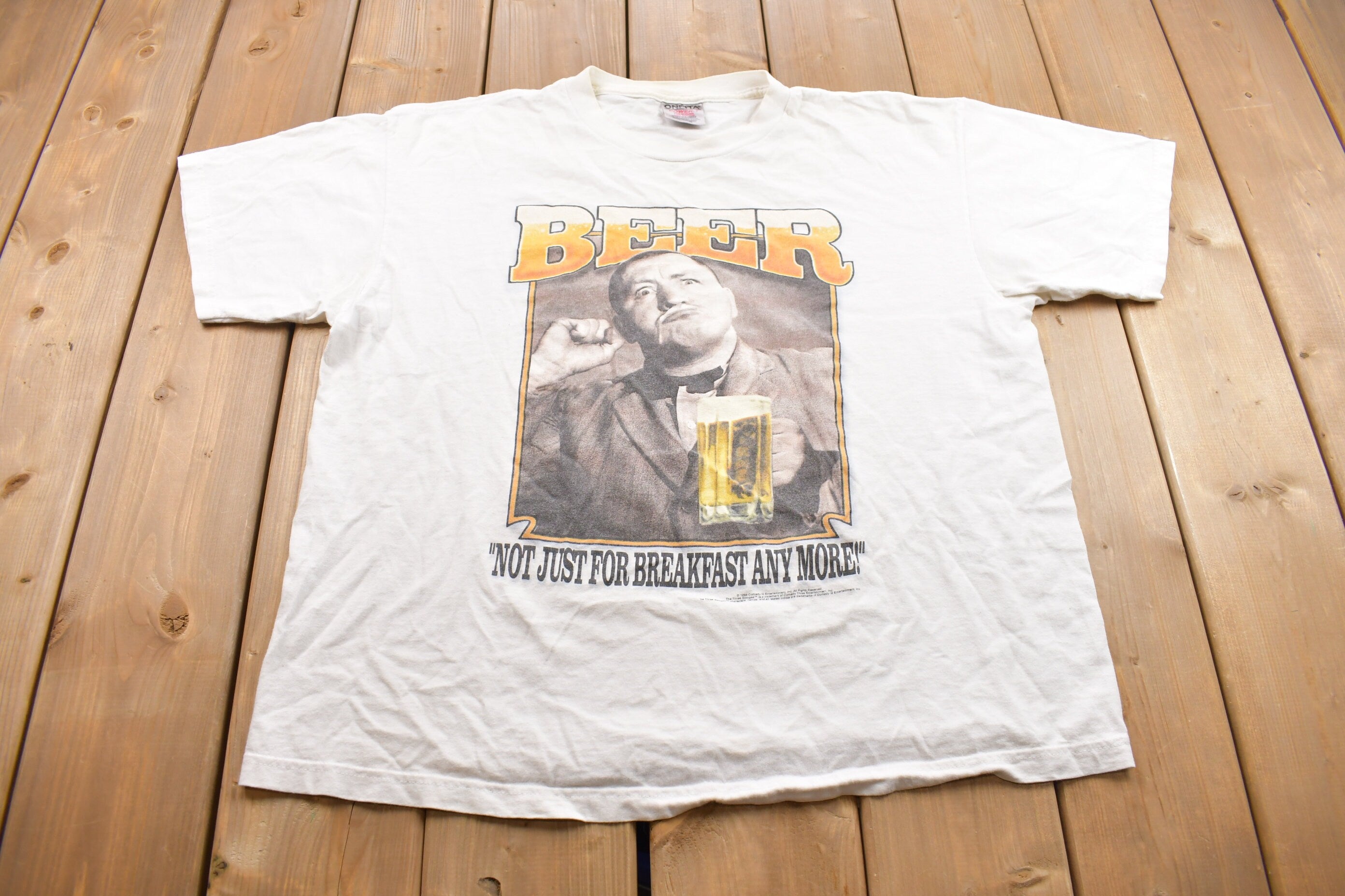 Vintage 1997 Beer for Breakfast Funny Graphic T Shirt