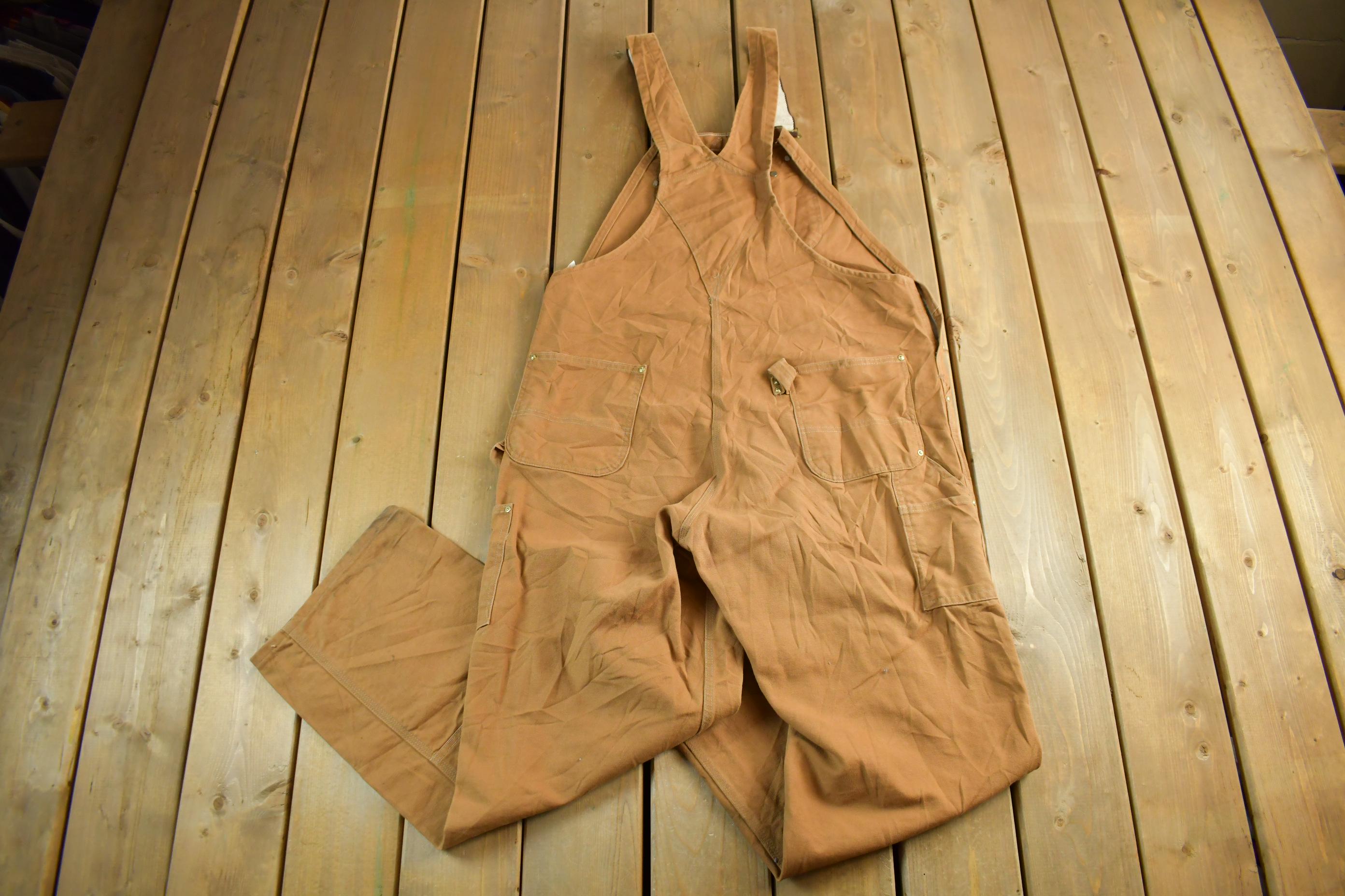 Vintage 1990s Carhartt Double Knee Canvas Overalls Size 42 x 32