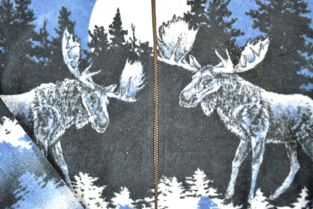 Vintage 1990s Alaska AOP Moose Fleece Outdoorsman Sweater Mens XXL