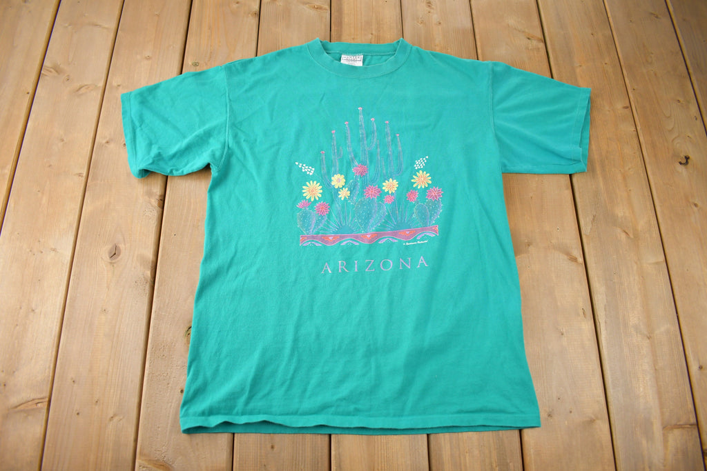Vintage 1990s Arizona Flower Theme Souvenir Travel T Shirt Made In USA