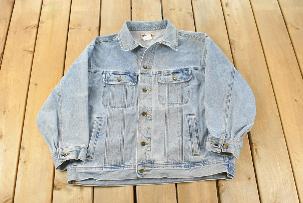 Vintage 1990s Wrangler Workwear Distressed Denim Trucker Jean Jacket Men's XL