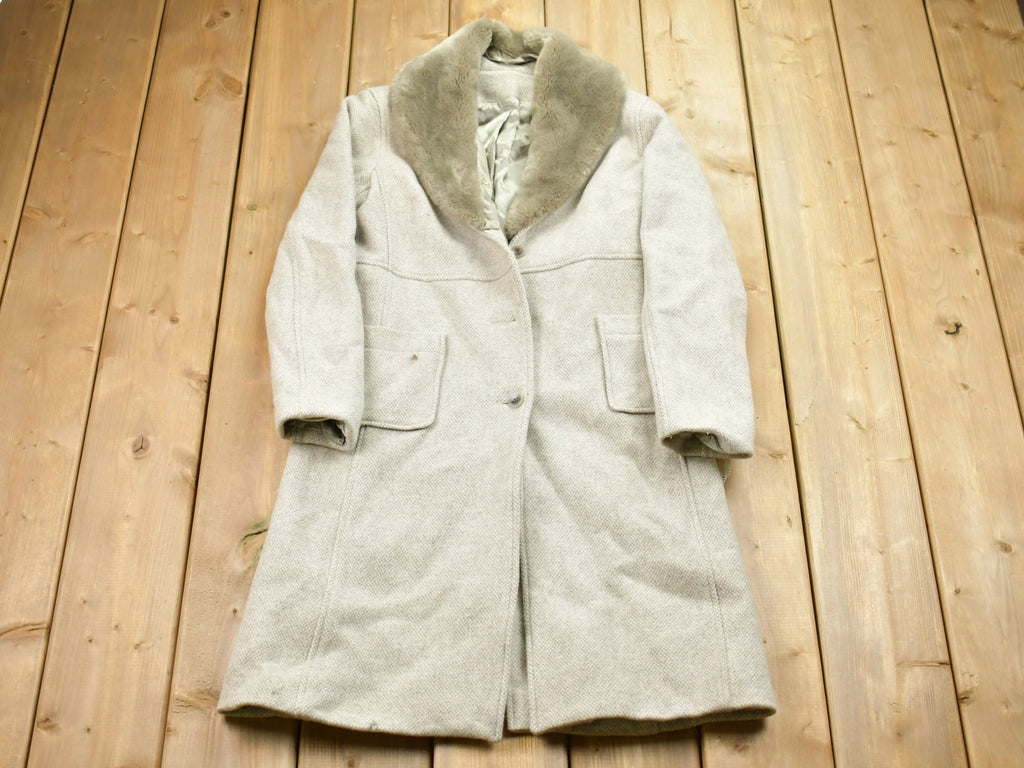 Vintage 1990s Wool Full Length Fur Jacket