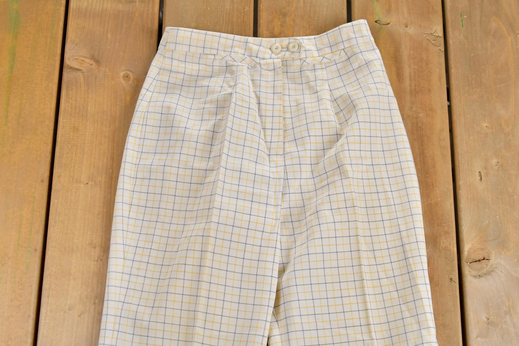 Vintage 1970s Girl Talk Plaid Bell Bottom Trousers Size 25 x 30