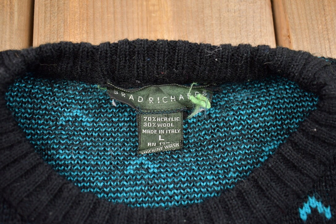 Vintage 1990s Brad Richards Wool Knitted Crewneck Sweater