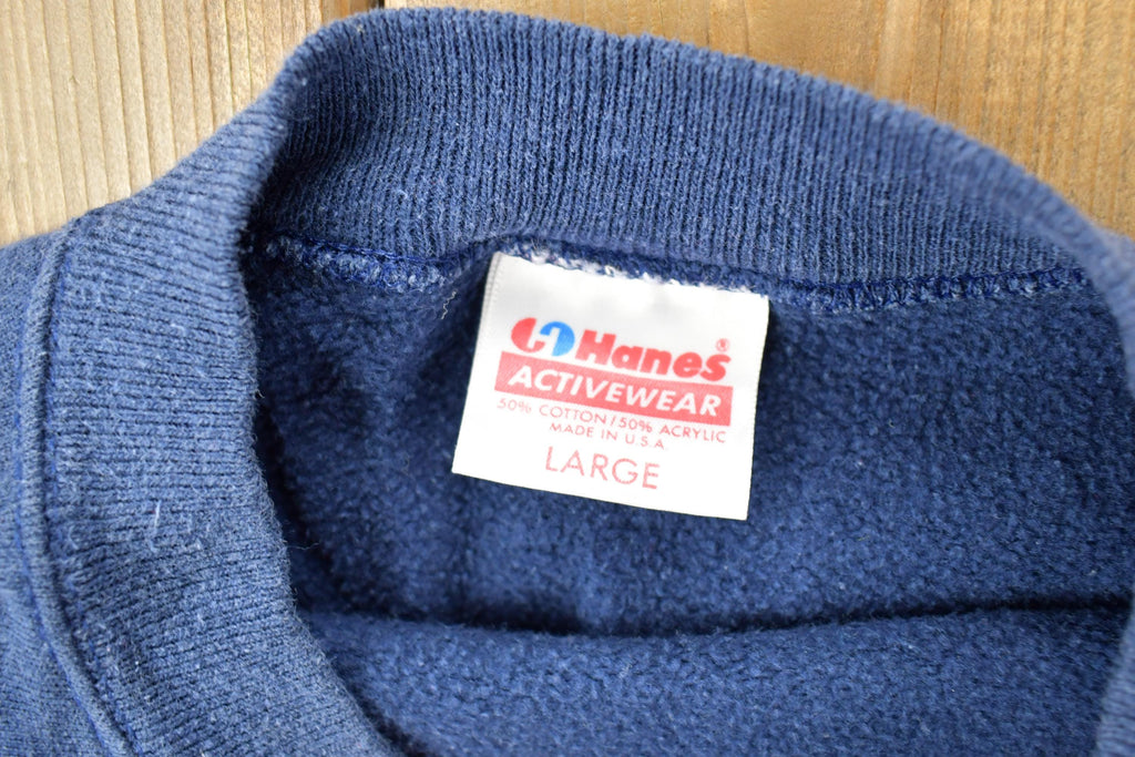 Vintage 1990s Hanes Blank Navy Crewneck Sweatshirt