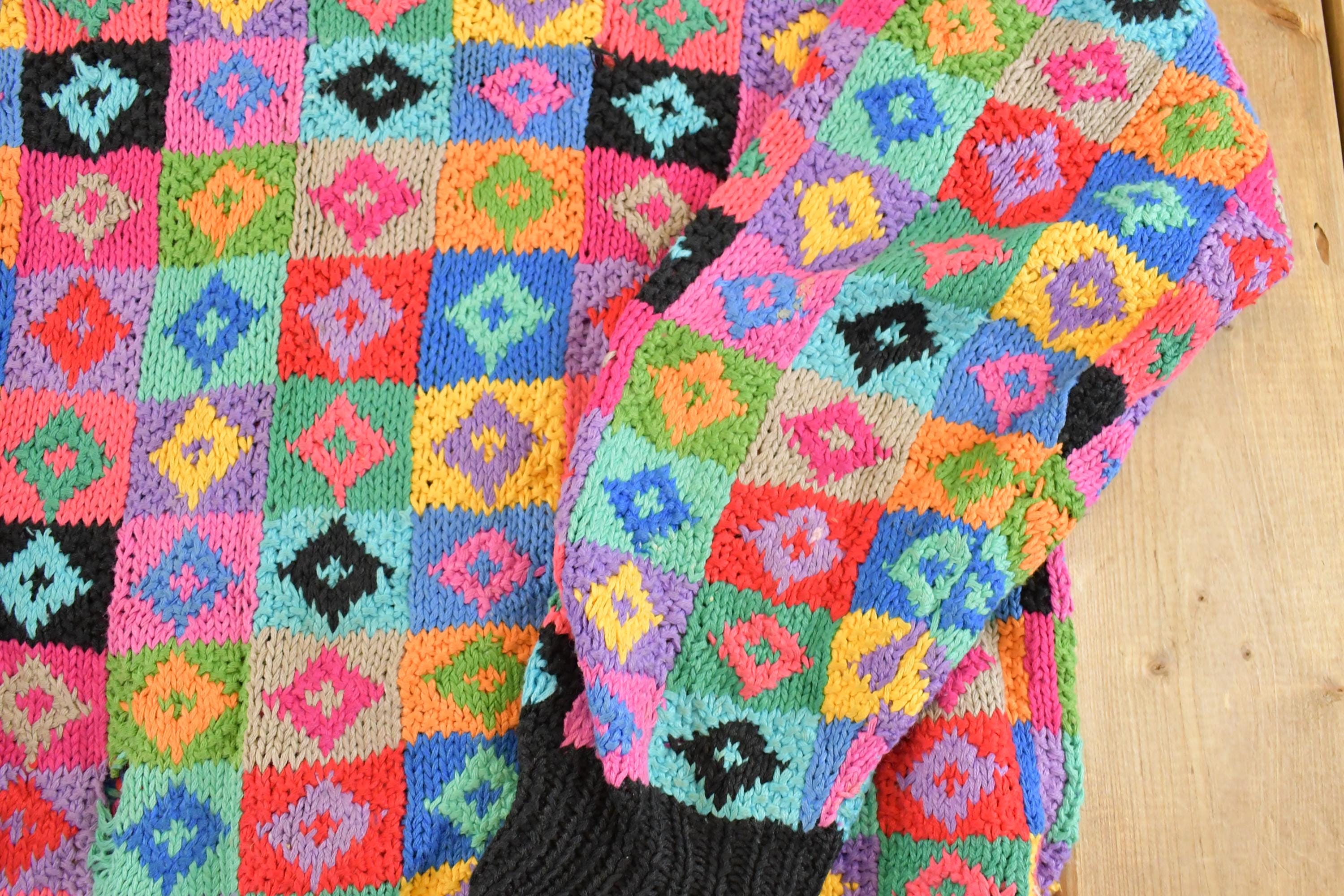 Vintage 1990s Northern Isles Knit Crewneck Shirt Womens L / 90's Abstract Pattern 3D Knitted Sweatshirt