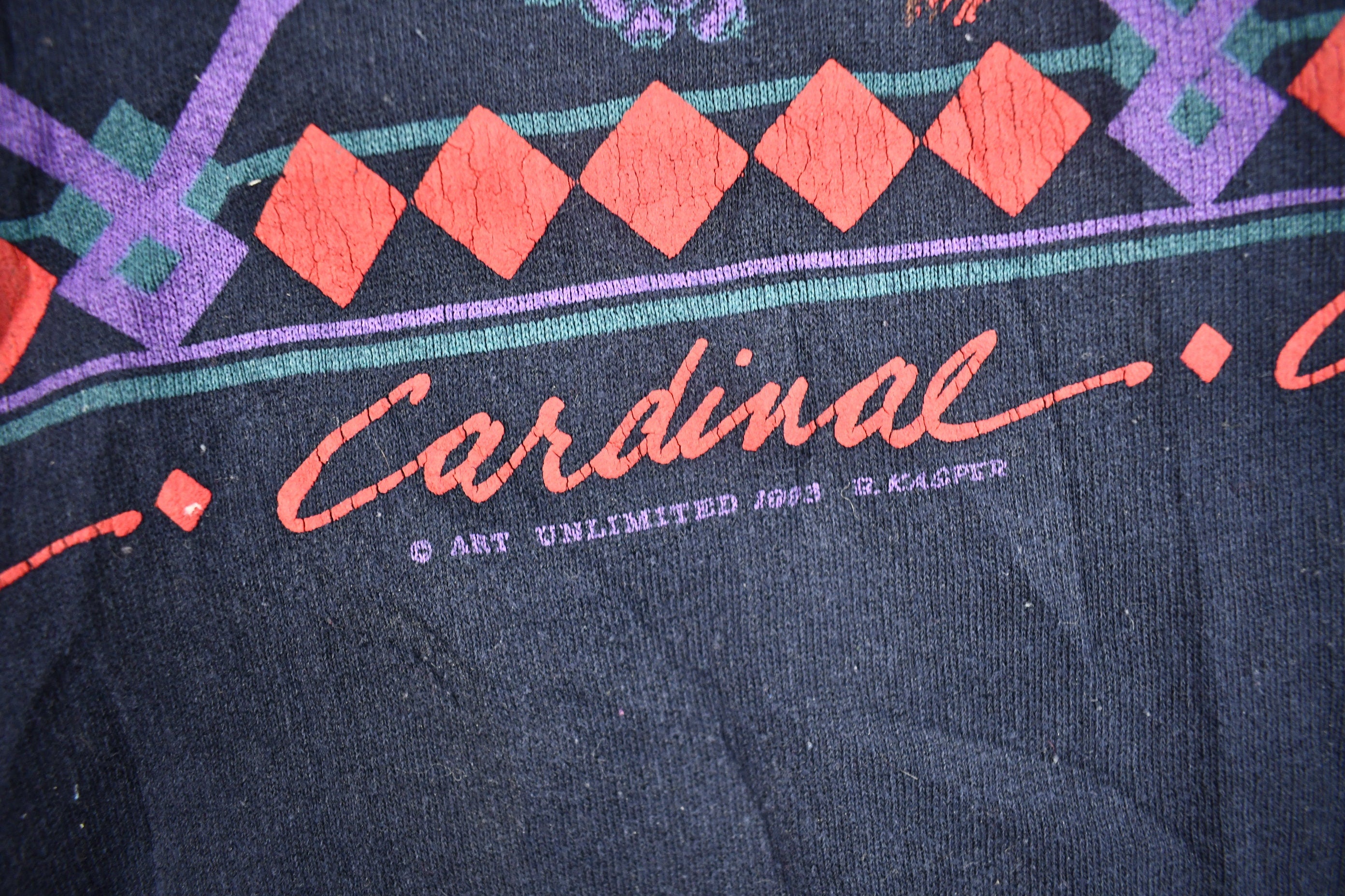 Vintage 1993 Cardinal Theme Art Unlimited Cute Crewneck Sweater