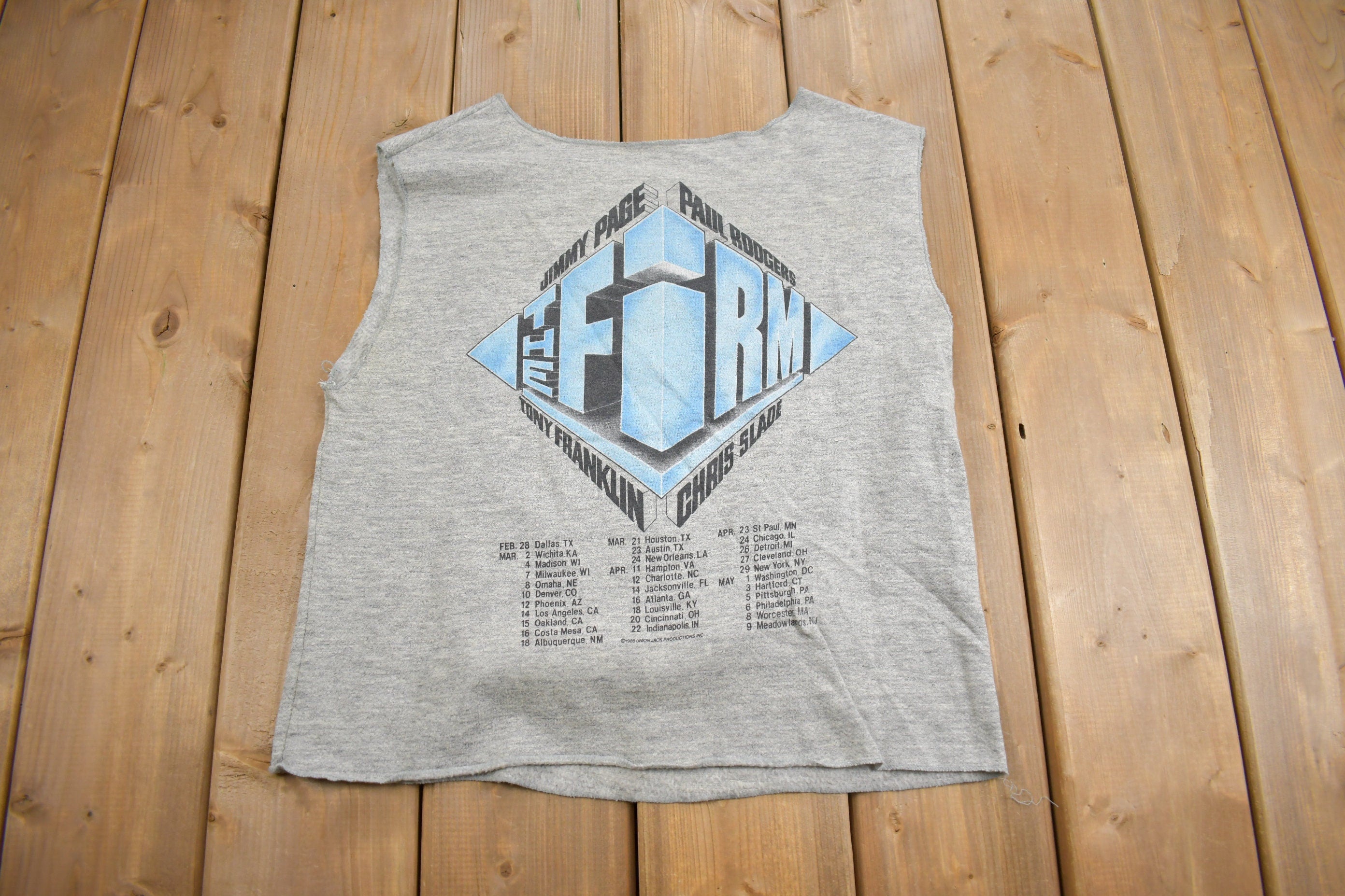 Vintage 1985 The Firm Distressed Band Muscle T-Shirt