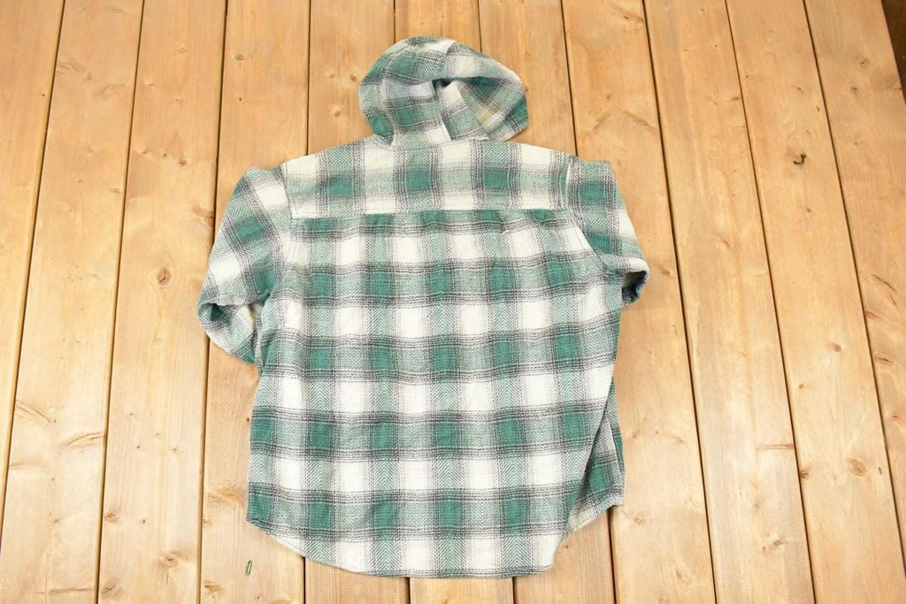Vintage 1990s In Style New York Plaid Button Up Hoodie Men's M