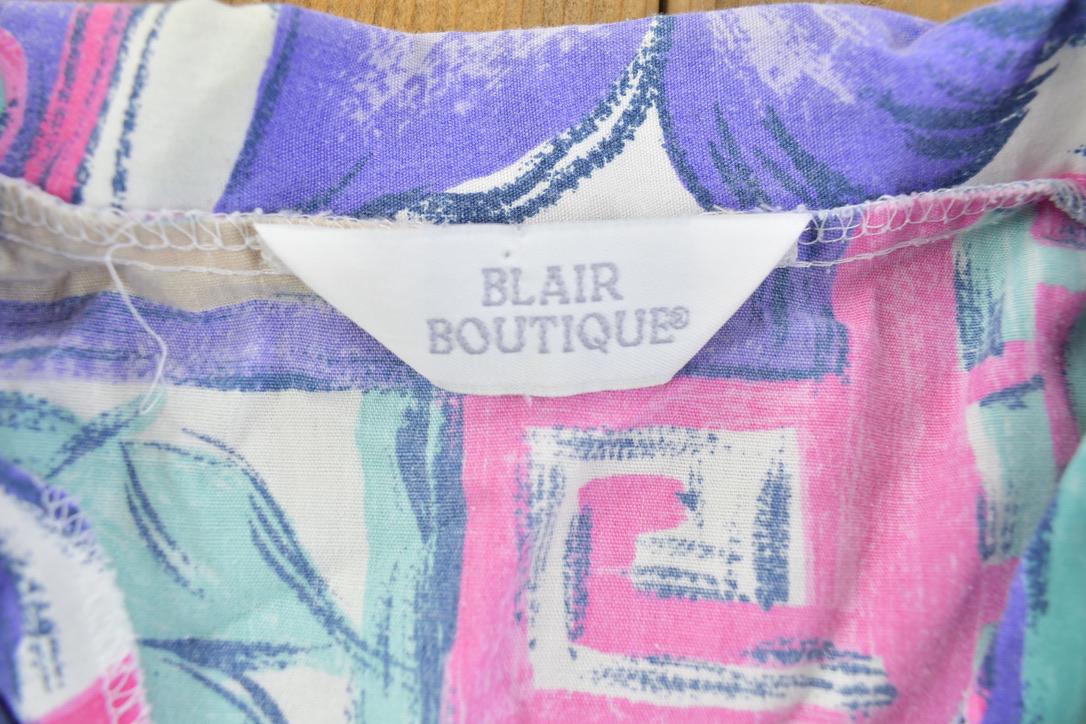 Vintage 1990s Blair Boutique Floral Geometric Short Sleeve Button Up Shirt