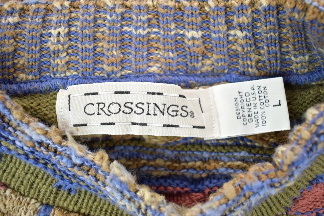 Vintage 1990s Crossings Knit Crewneck Sweater /