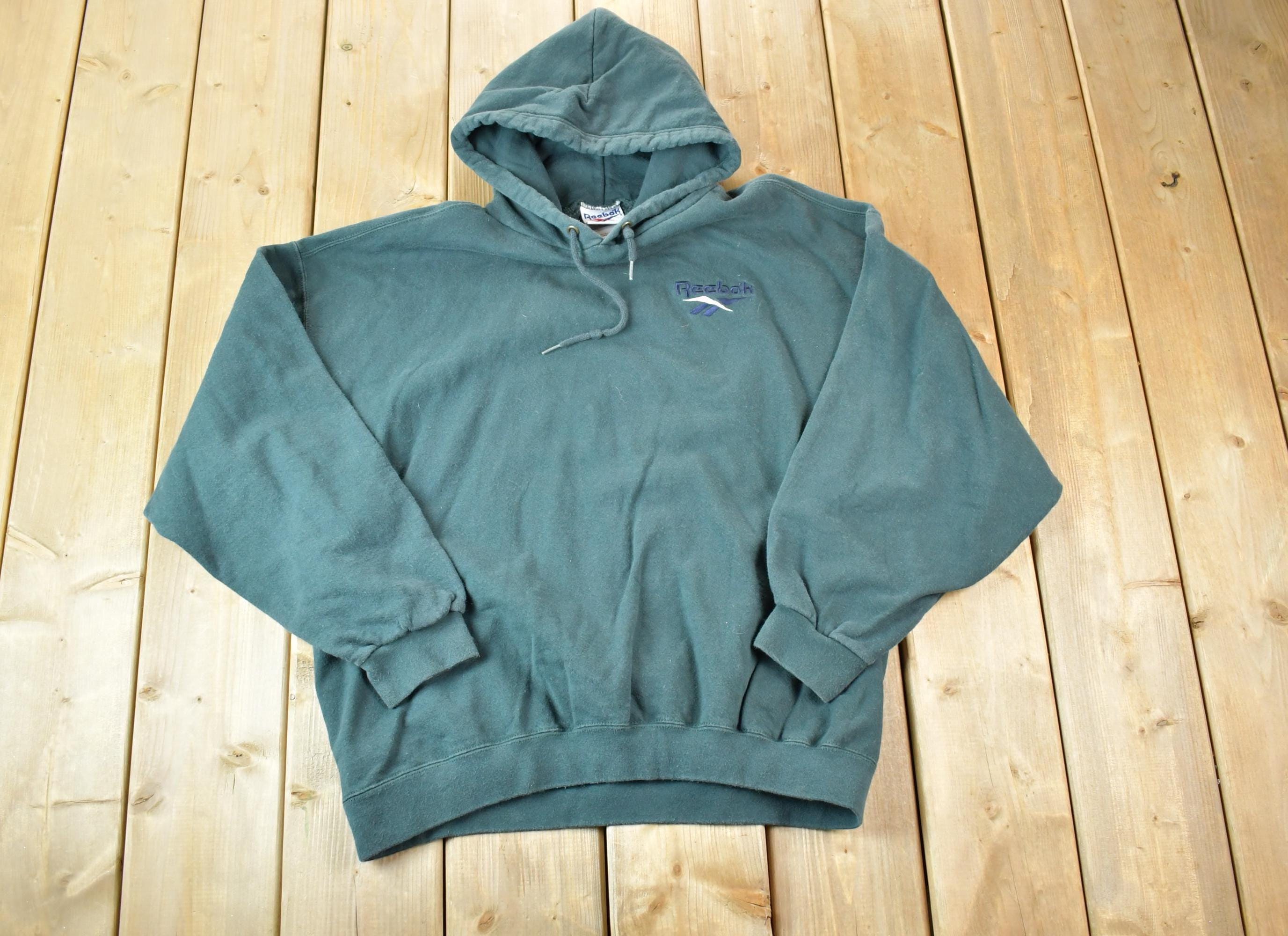 Vintage 1990s Reebok Hunter Green Embroidered Graphic Hoodie