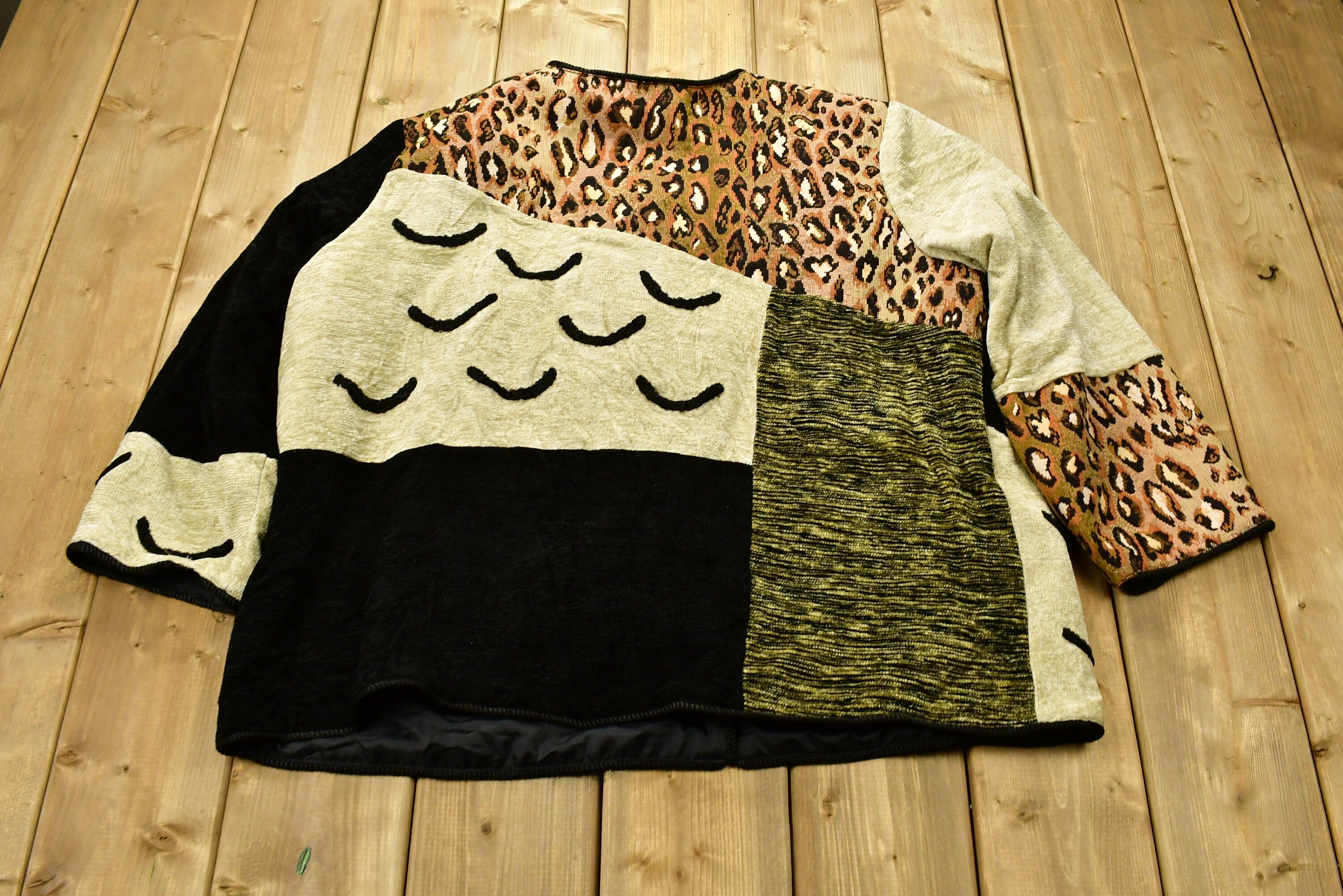 Vintage 1990s Patchwork Button Up Abstract Graphic Jacket
