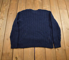 Vintage 1990s Lauren Ralph Lauren Embroidered 3D Knit Crewneck Sweater Made In Australia