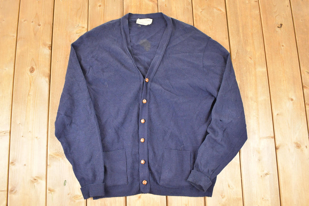 Vintage 1970s Jeff Lamb Wool Knit Cardigan Sweater Men's L
