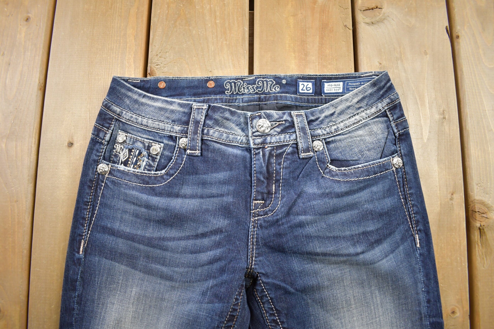 Vintage Y2K Miss Me Bedazzled Low Rise Jeans Size 26x32
