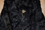 Vintage 1980s Cropped Black Rabbit Fur Coat